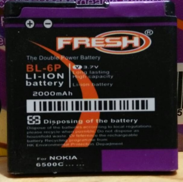 BATERAI FRESH DOBEL POWER NOKIA BL-6P 3.000 MAH